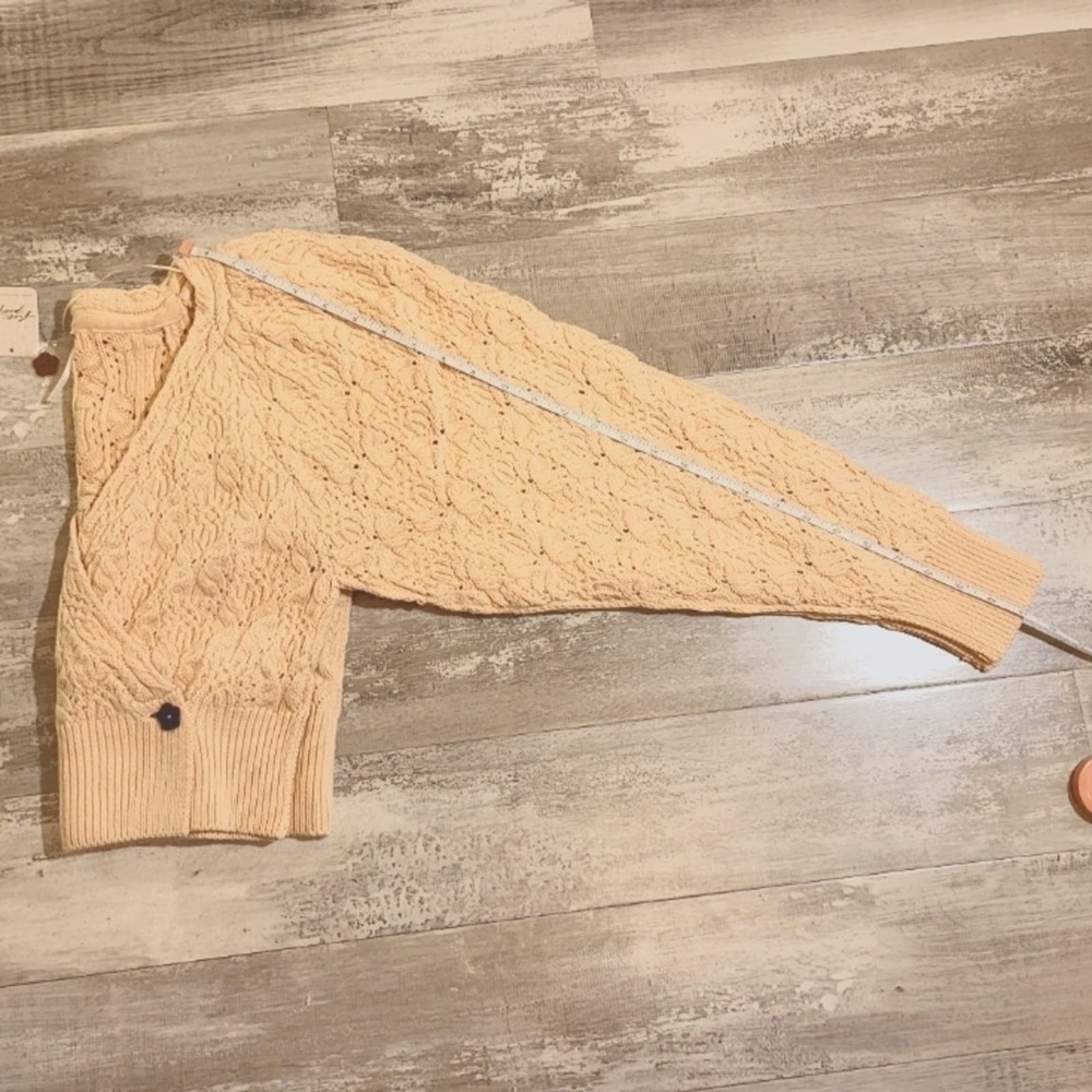FREE People Olive You Butterfly-Knit Relaxed Fit Crop Faux Wrap Cardigan Size S - Picture 6 of 6
